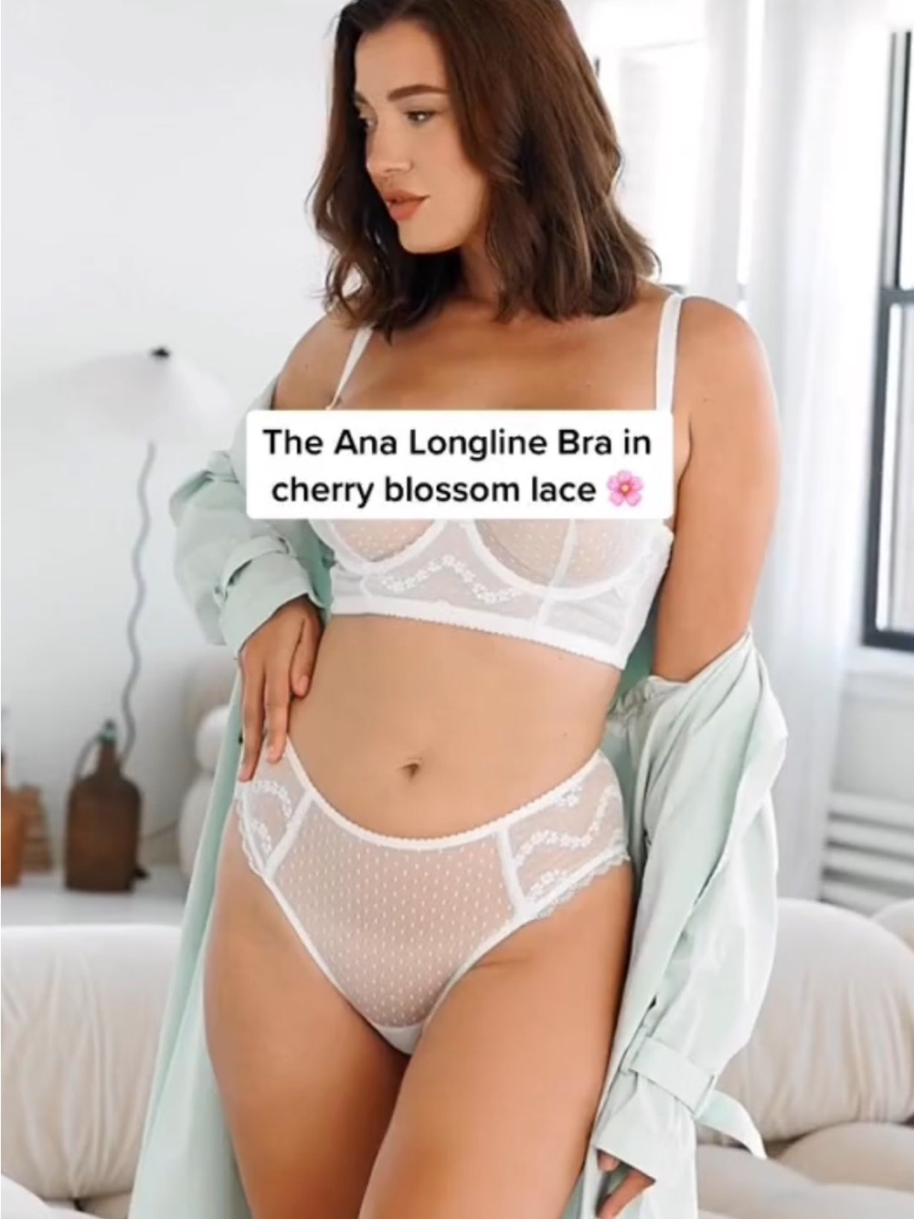 COSABELLA Intimissimi White  Lace Longline Bra & Brief Set 32DDD M